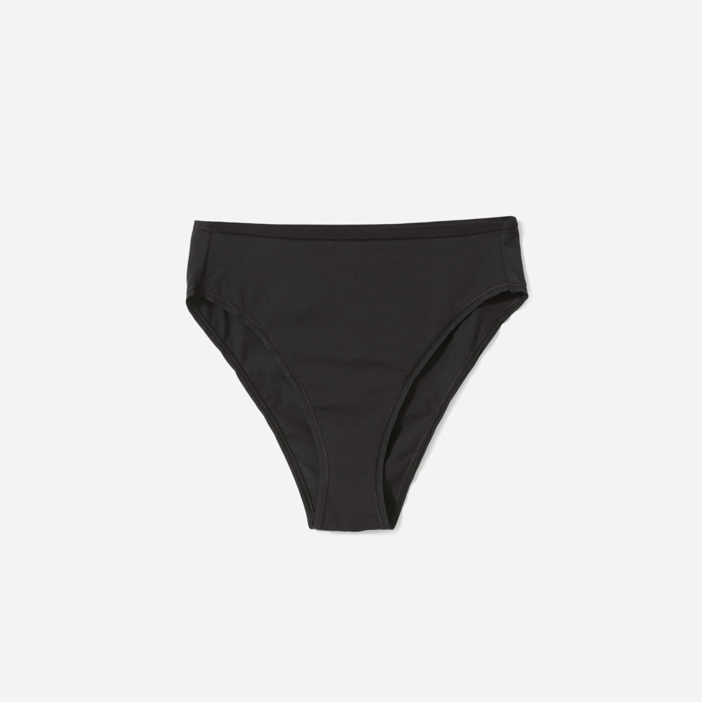 The Cotton High-Rise Bikini in Black — front view