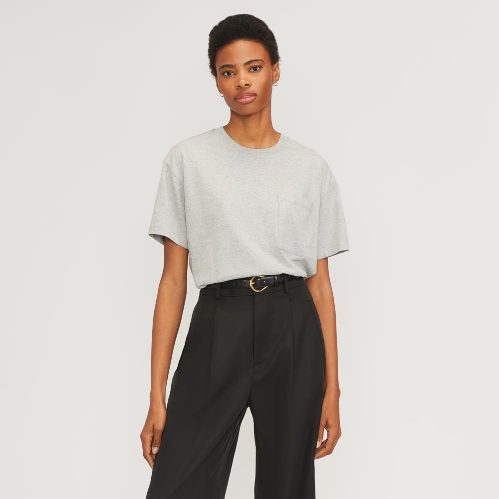 The Organic Cotton Relaxed Pocket Tee in Heather Grey — front view