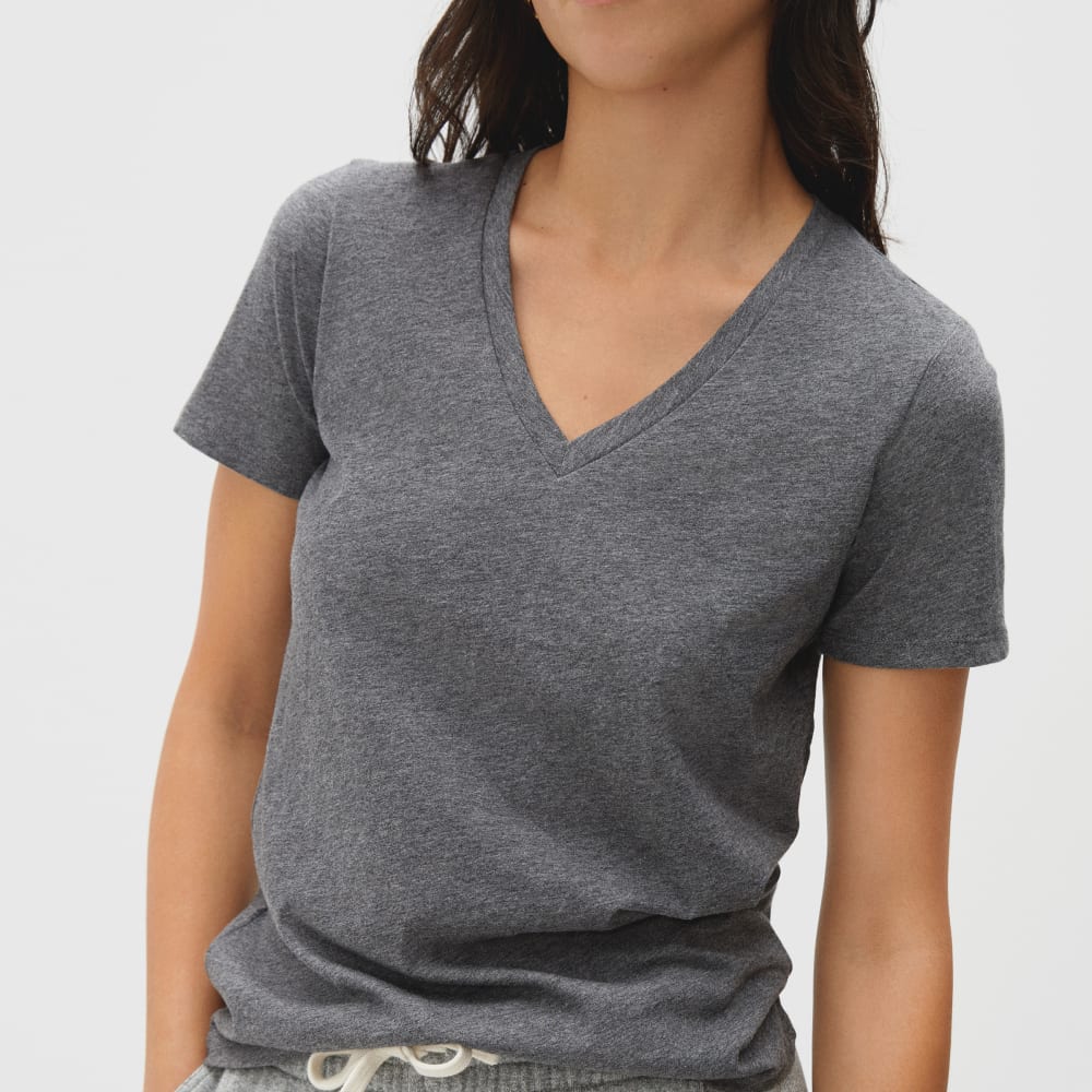 The Organic Cotton V-Neck in Charcoal — alternate view