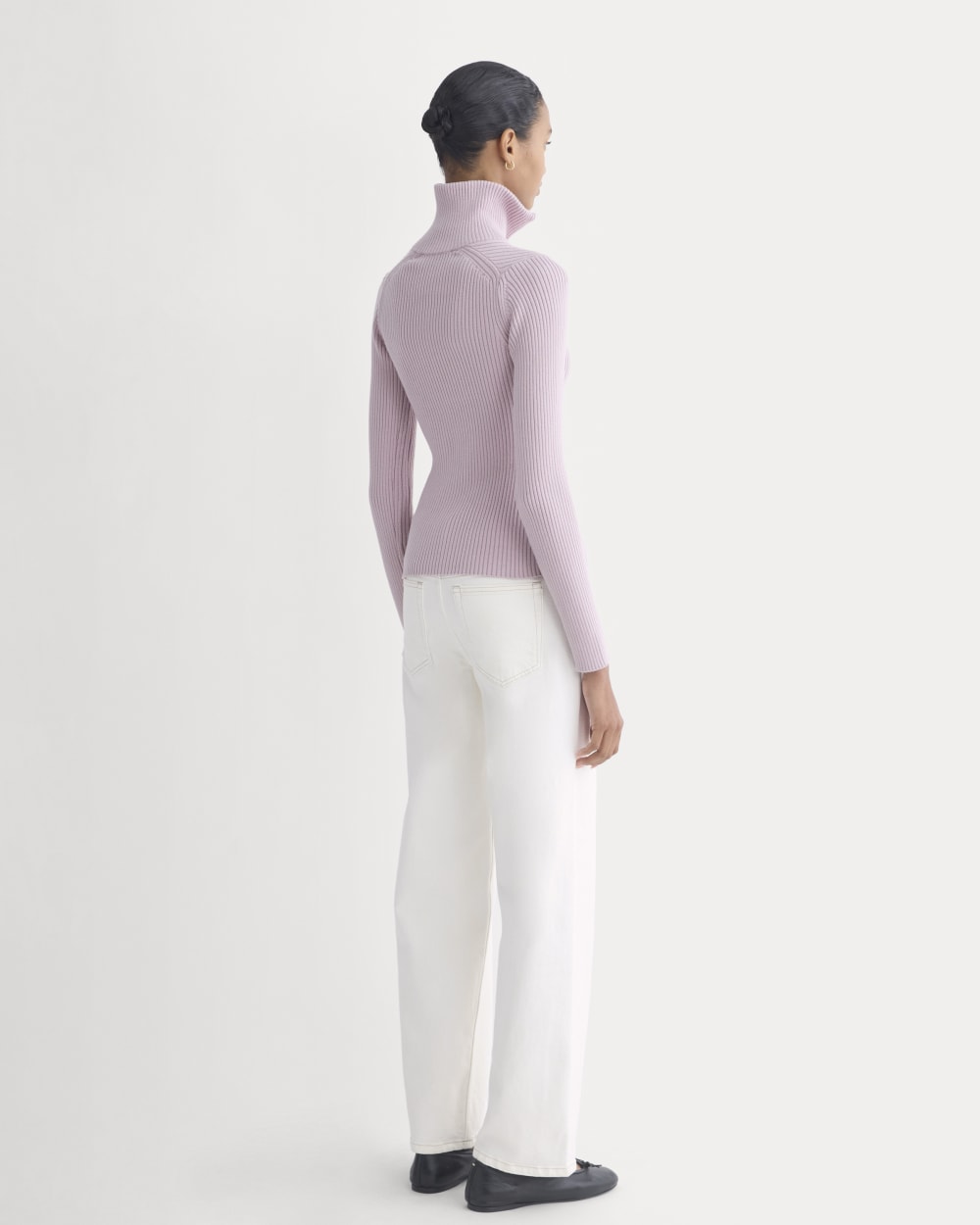 Full-Zip Ribbed Jacket in Everyday Cotton in Burnished Lilac — detail view