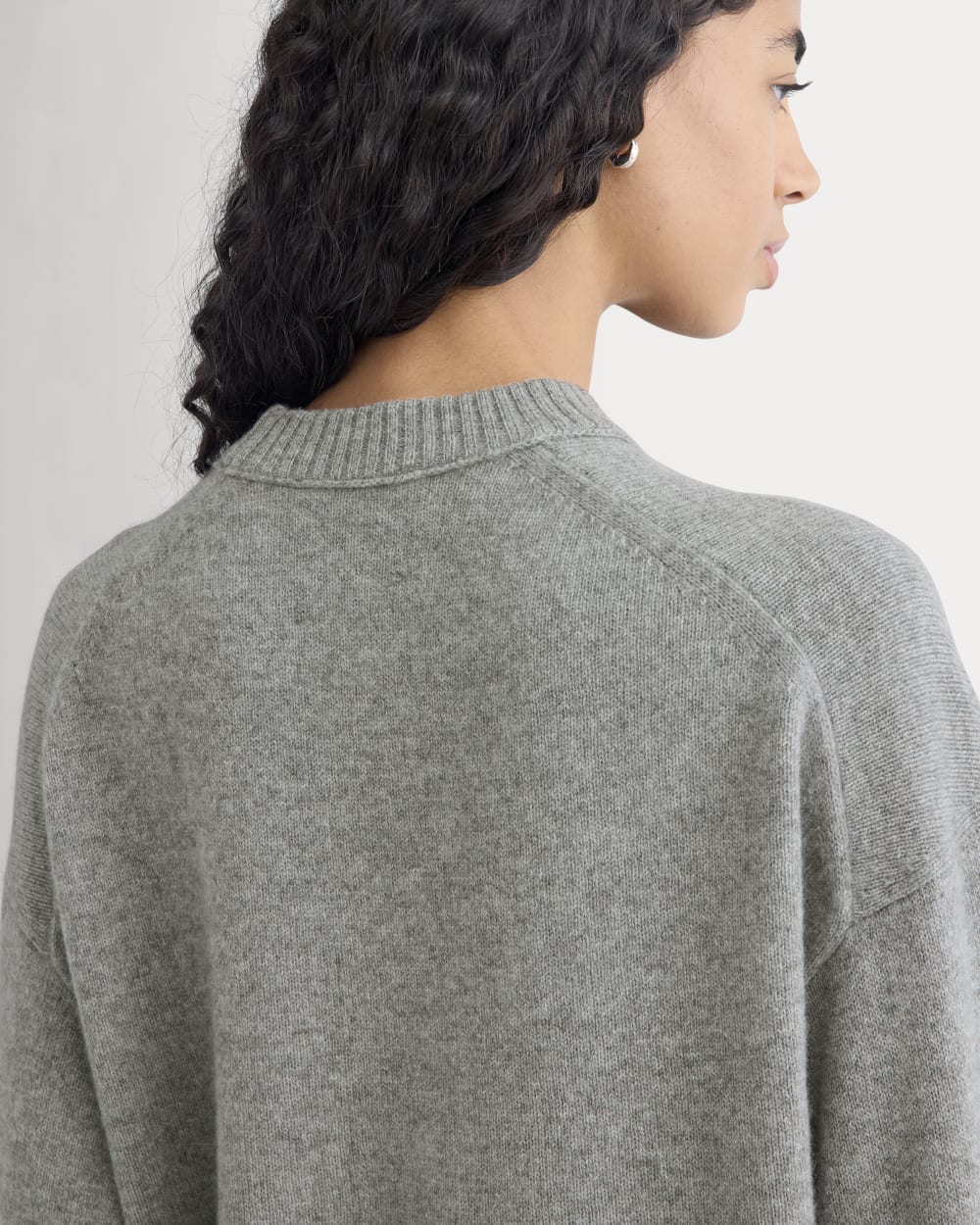Cashmere Boyfriend Sweater in Husky Gray — detail view