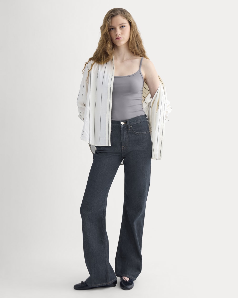 Scoopneck Cami in Charcoal Grey — detail view