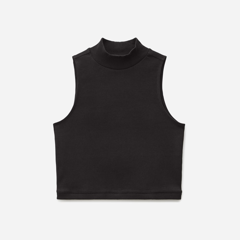 The Ribbed Mockneck Tank in Black — alternate view