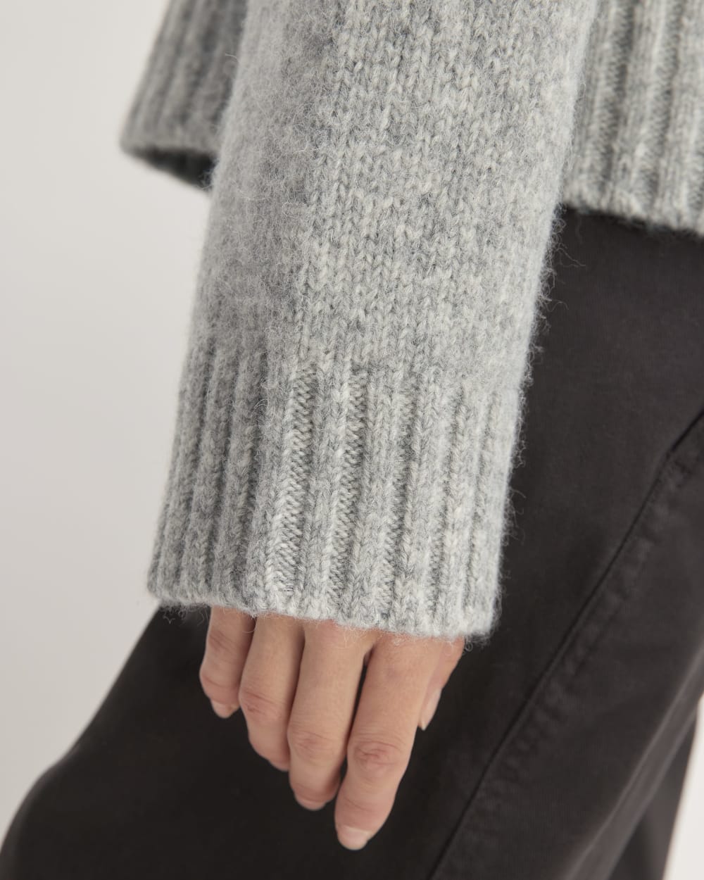 The Cloud Oversized Turtleneck in Heather Grey — detail view