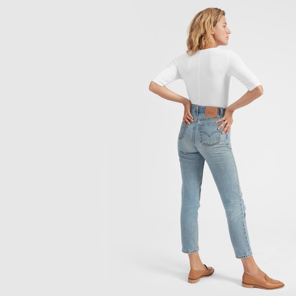 The Luxe Micro-Rib Scoop-Neck Tee in White — alternate view