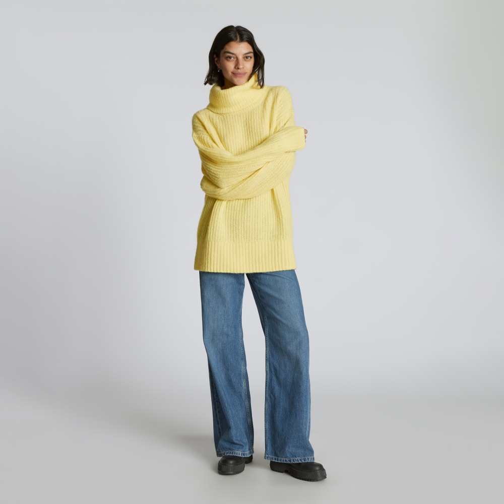 The Alpaca Oversized Turtleneck in Lemon — detail view