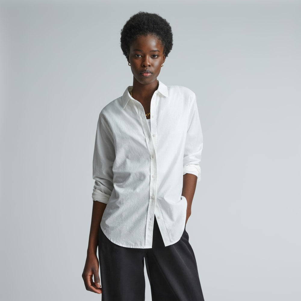 The Must-Have Shirt in Silky Cotton in Off-White — front view