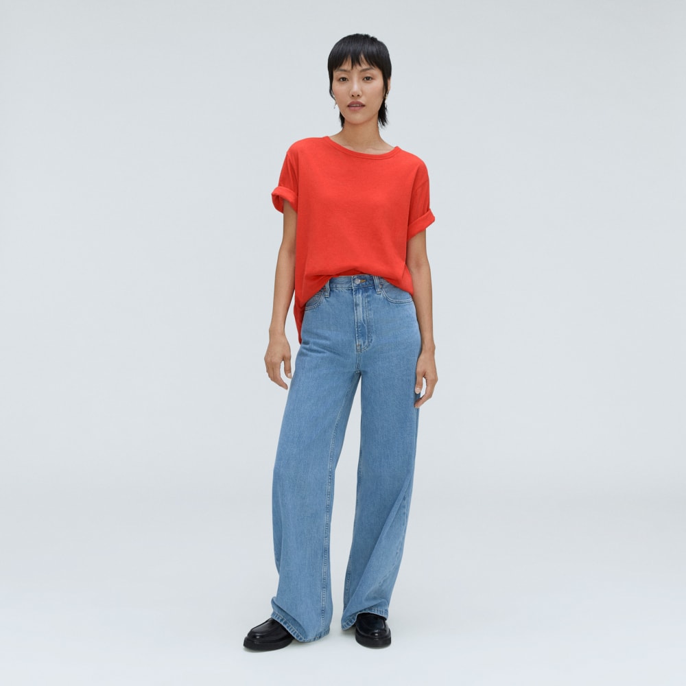 The Air Tee in Red Orange — detail view