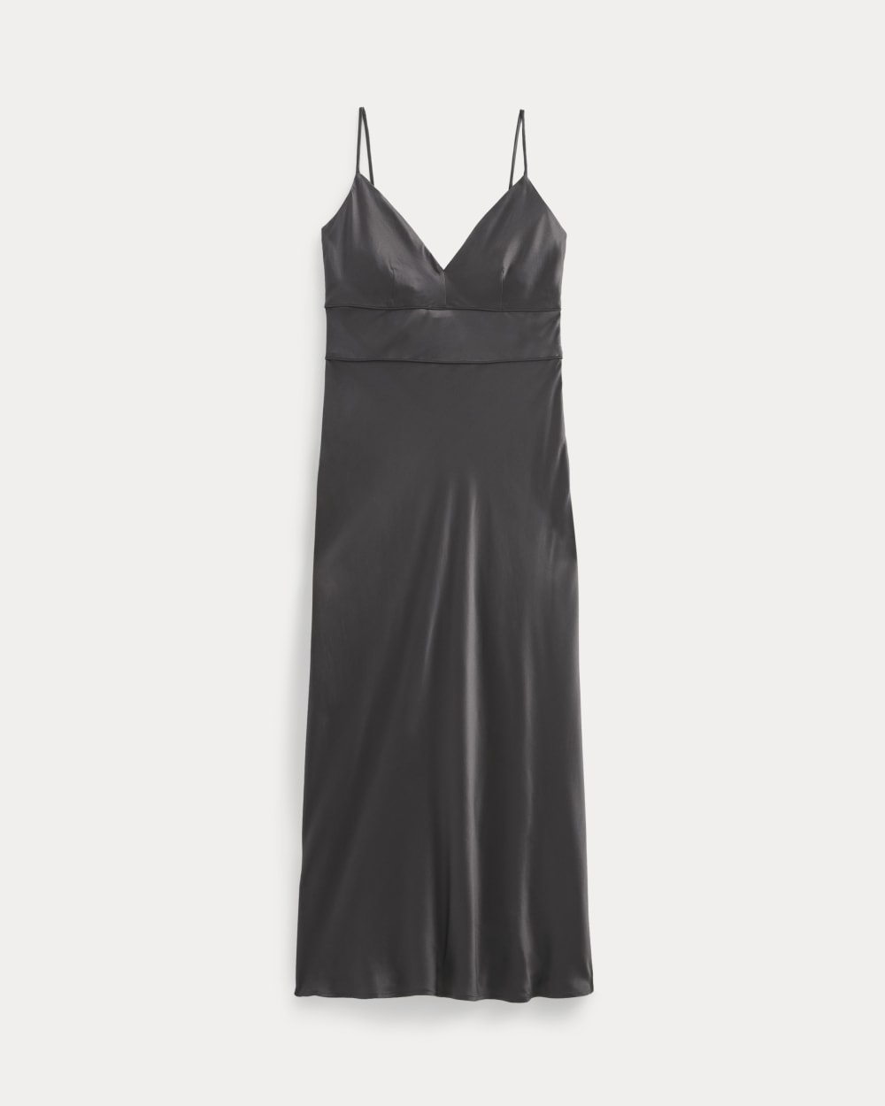 Bias Cut Slip Dress in Silk Charmeuse in Graphite — alternate view