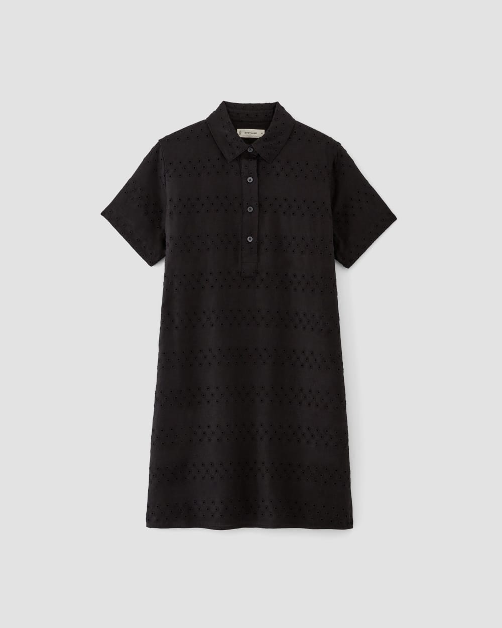 The Linen Eyelet Shirtdress in Black Eyelet — alternate view