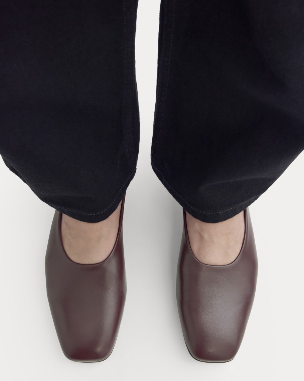 Gallery Square-Toe Flat in Burgundy — detail view