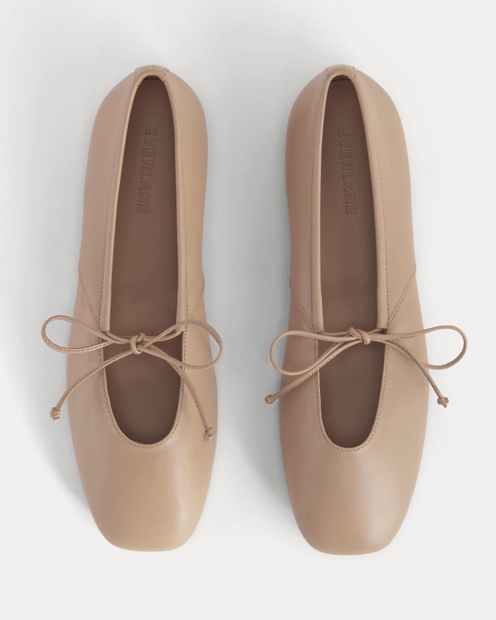 Leather Keyhole Flat in Blush Tan — detail view