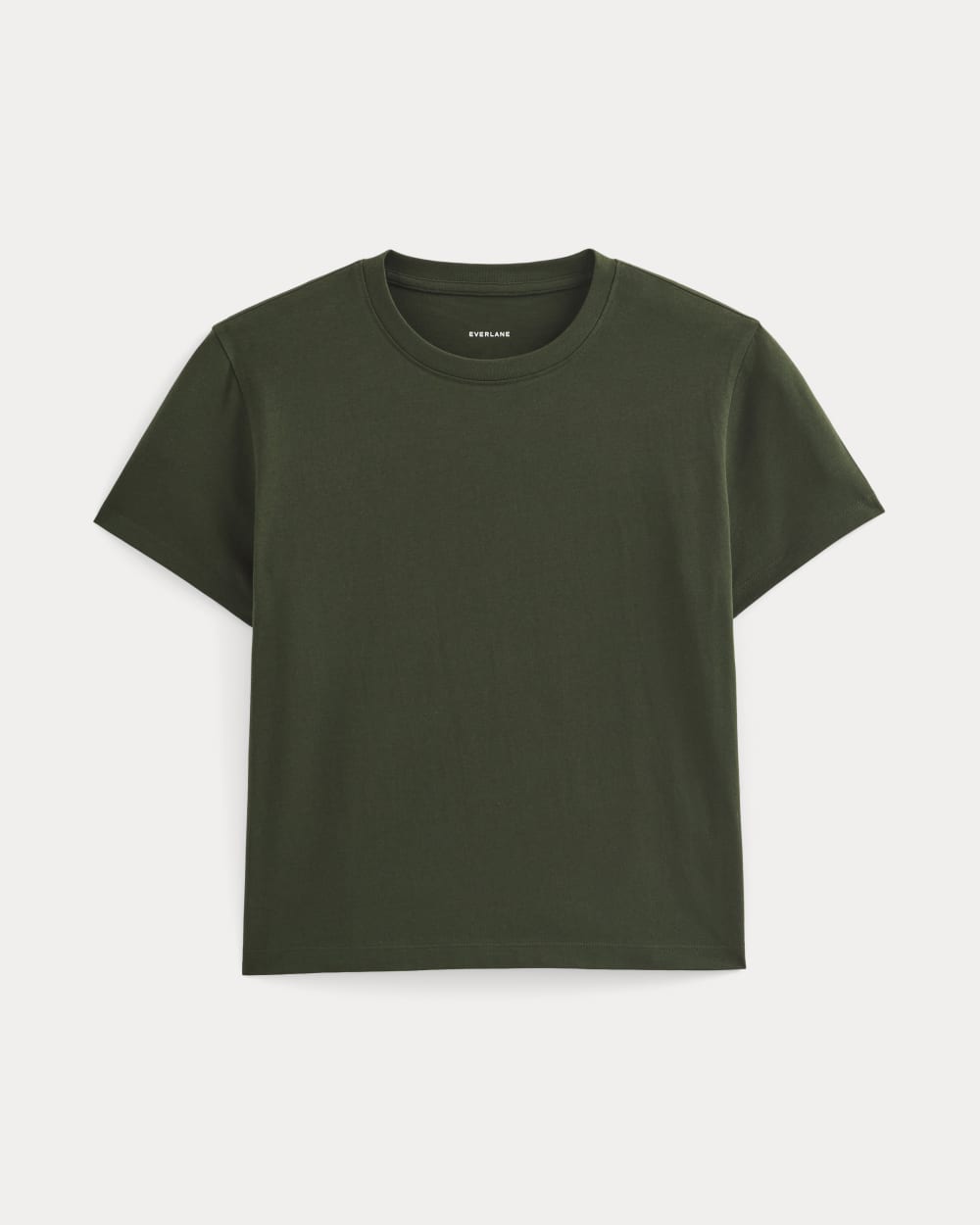 The Box-Cut Tee in Essential Cotton in Dark Green — alternate view