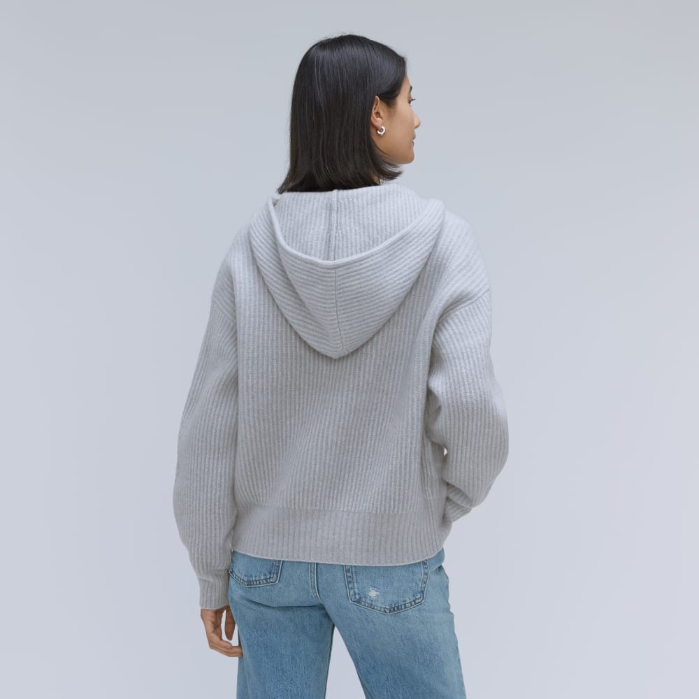 The Cozy-Stretch Hooded Cardigan in Smoke — detail view