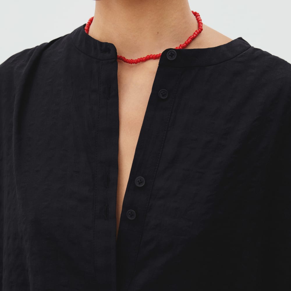 The Caftan Dress in Black Check — detail view