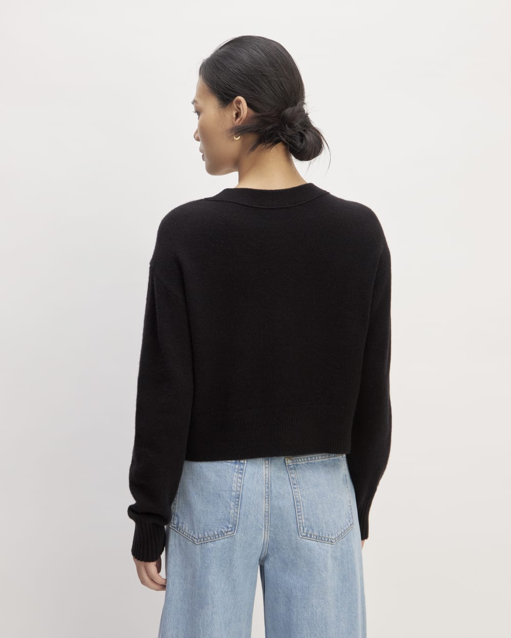 The Cashmere Cardigan in Black — detail view