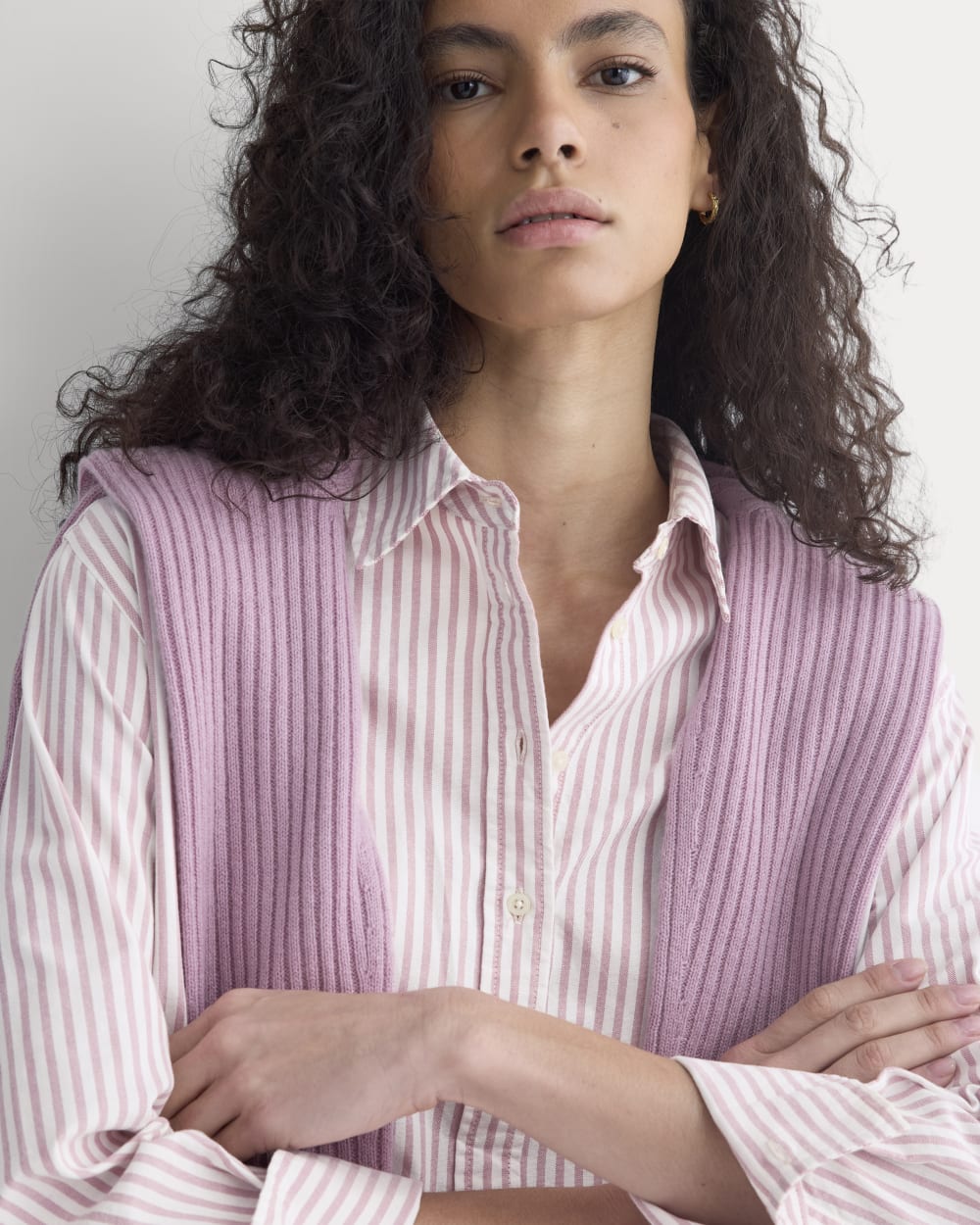 Everyday Oxford Shirt in Bone/Heather Rose — detail view
