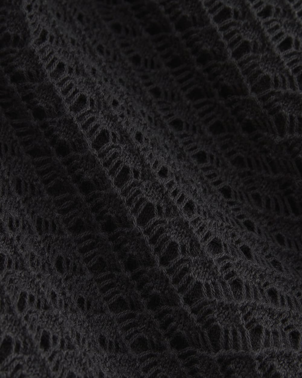 The Lace Knit Mini Dress in Black — detail view