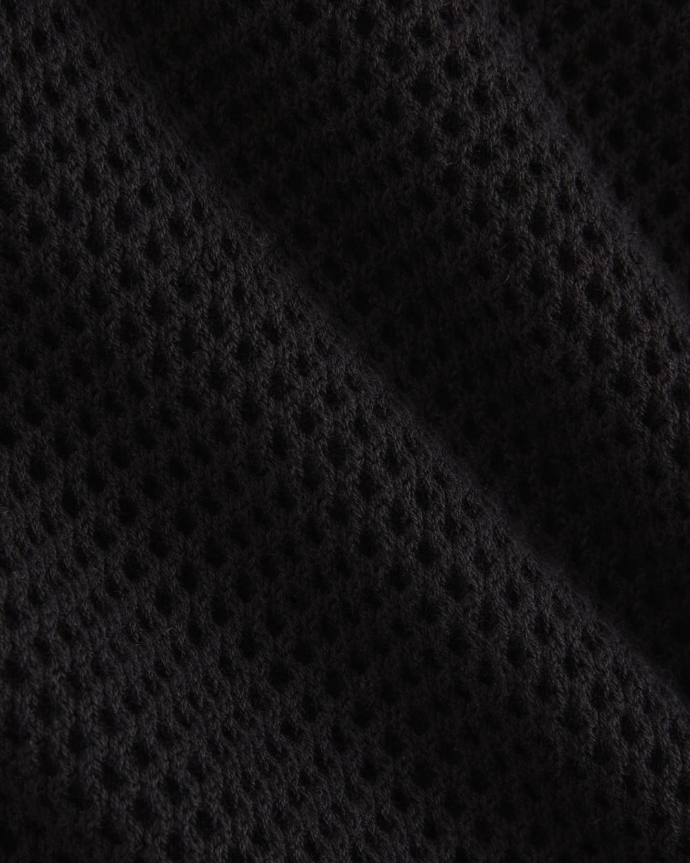 Mesh-Knit Short-Sleeve Dress in Black — detail view