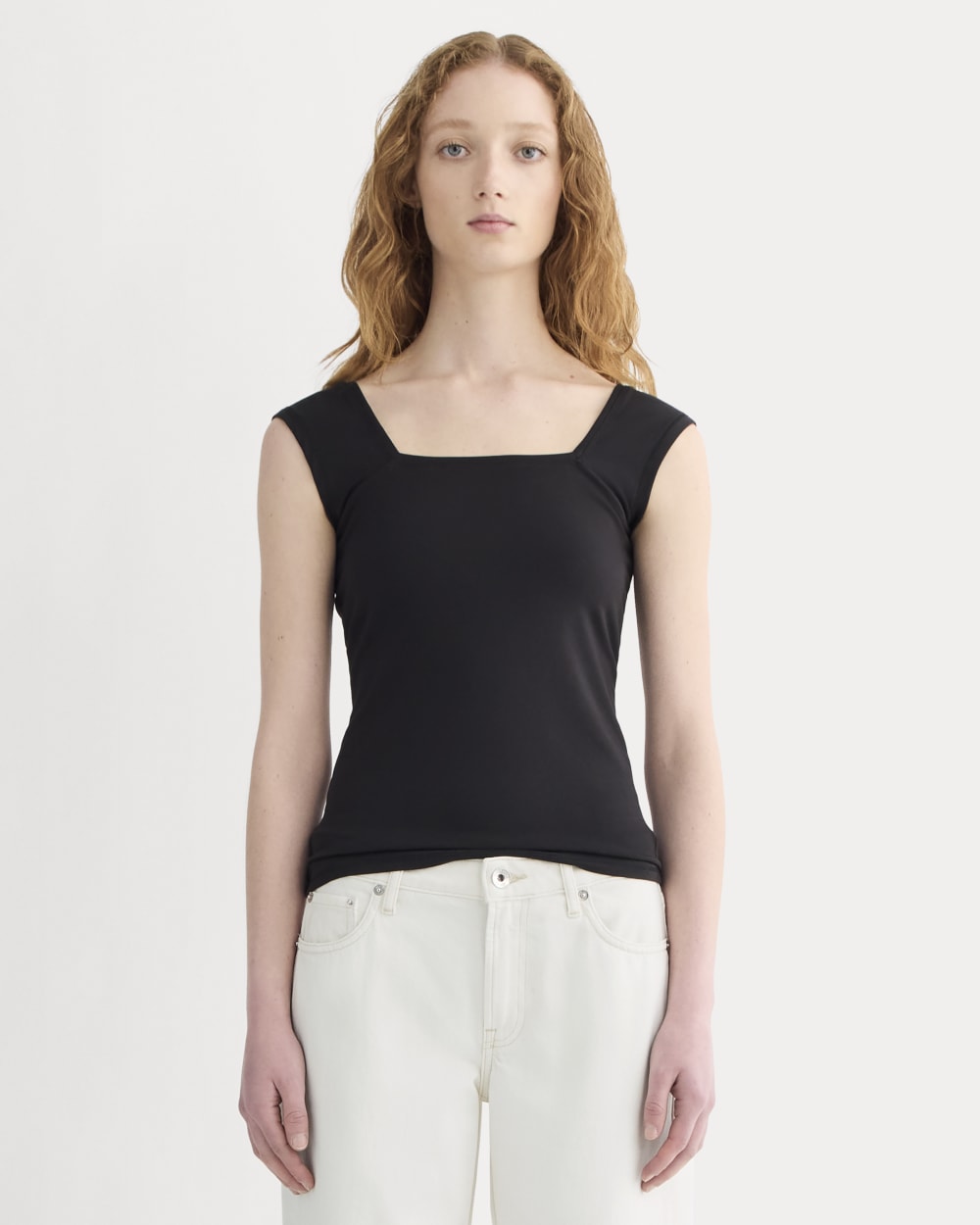 The Form Square-Neck Tank in Black — front view