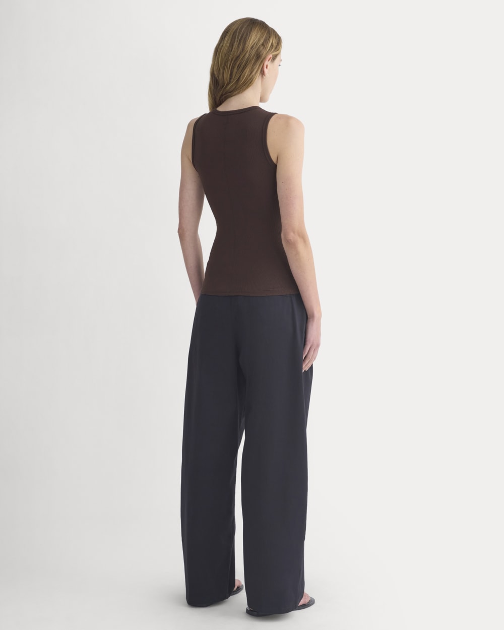 Luxe Rib Side Snap Tank in Coffee Bean — detail view