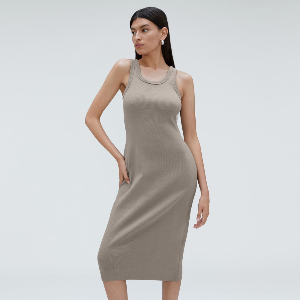 The ’90s Rib Dress in Clay — detail view