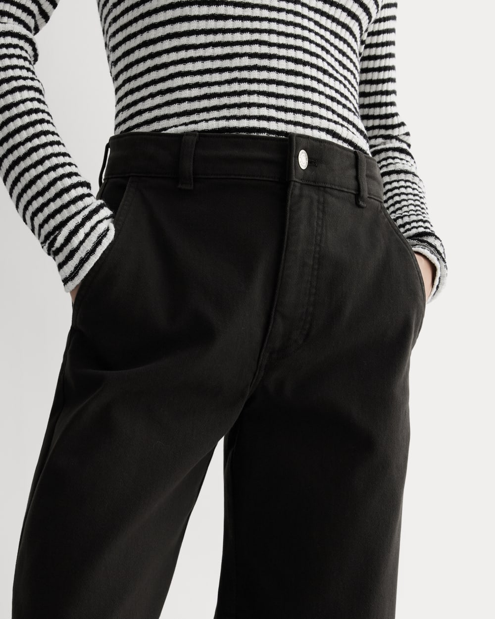 The Utility Wide-Leg Pant in Black — detail view