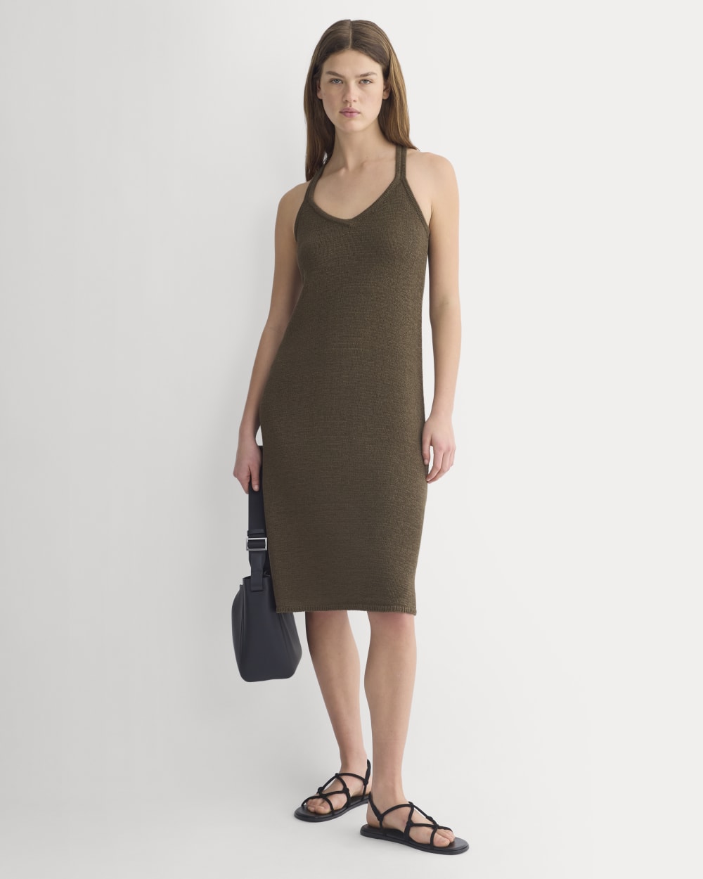 Sweater Racerback Midi Dress in Beech — front view