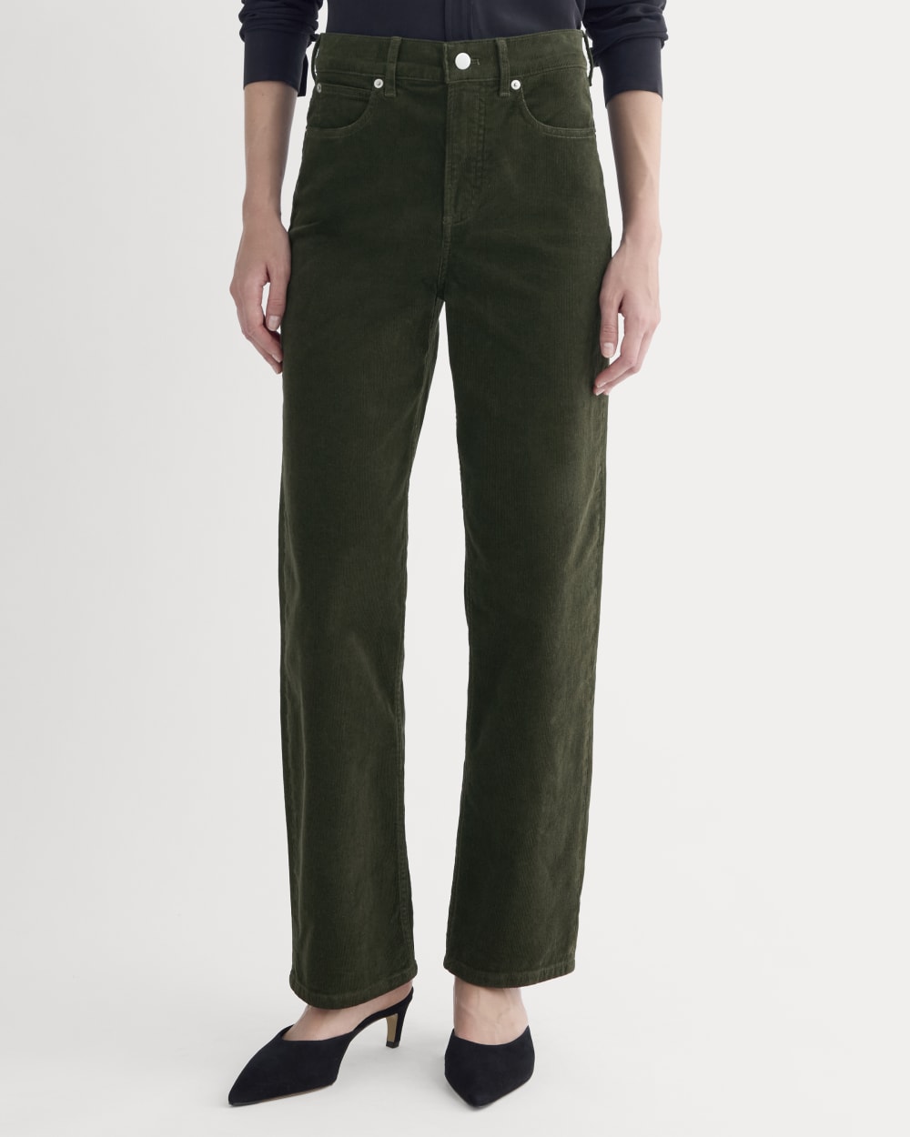 The Way-High® Corduroy Pant in Dark Forest — detail view