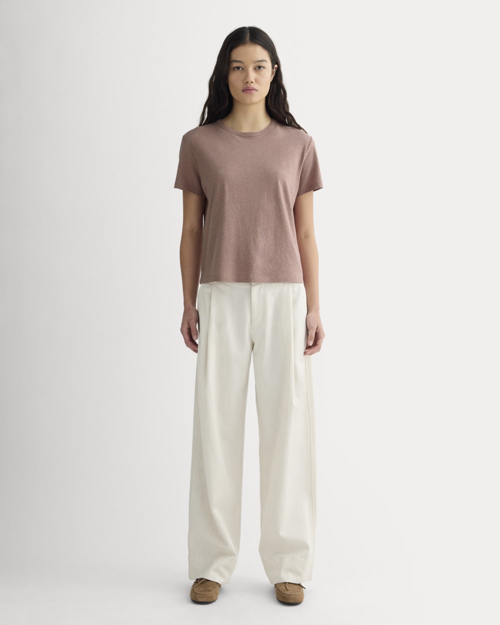 The Box-Cut Tee in Cotton Linen in Rose Dusk — alternate view