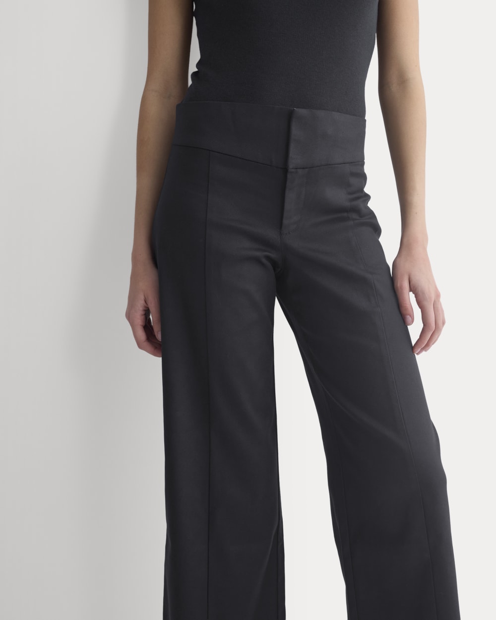 Tailored Drape Seam Pant in Black — detail view