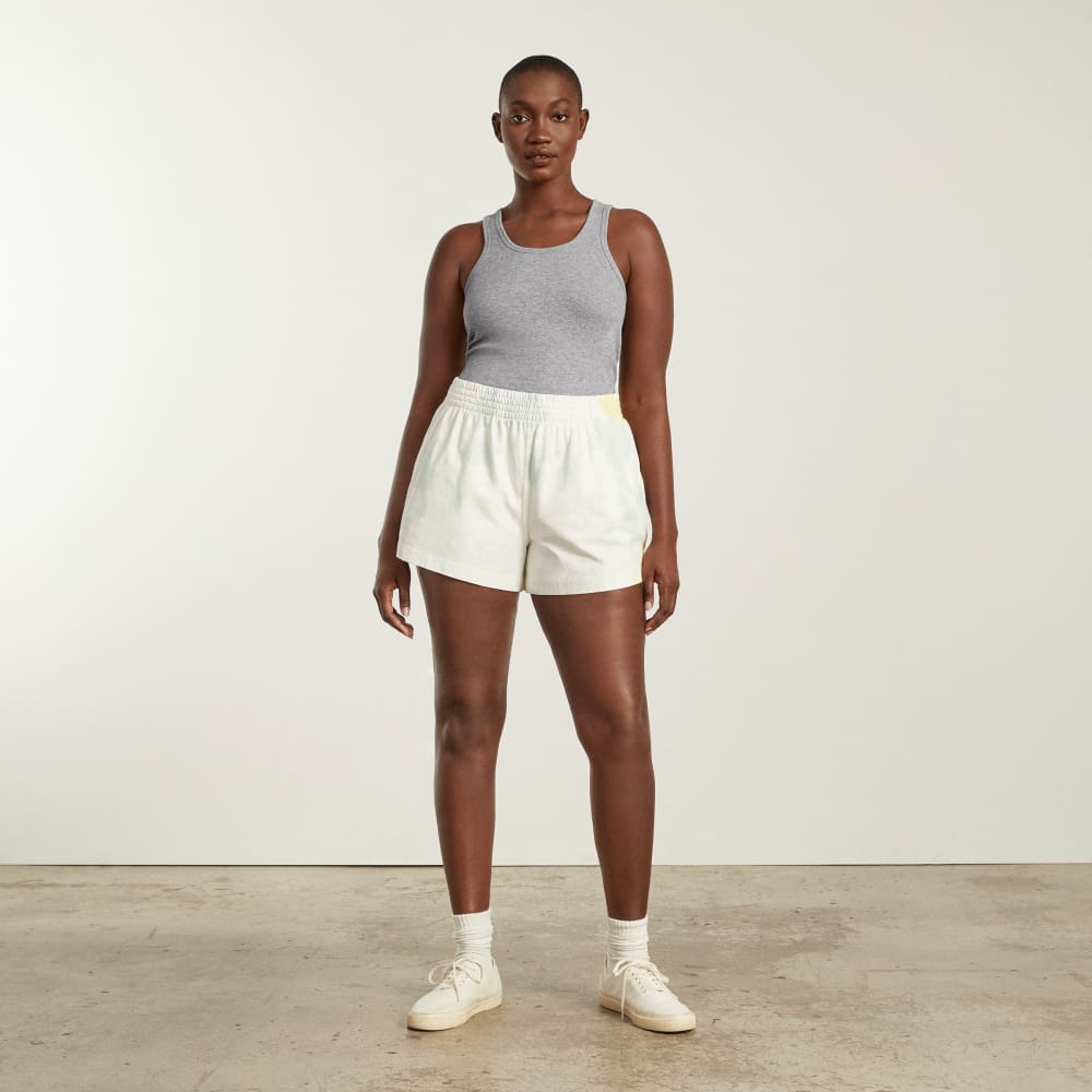 The Pima Micro-Rib U-neck Tank in Heathered Grey — detail view