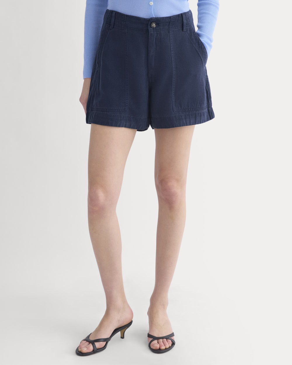 The Utility Short in Buttersoft in Navy — detail view