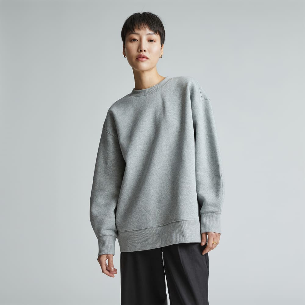 The ReTrack Oversized Crew in Heather Grey — front view