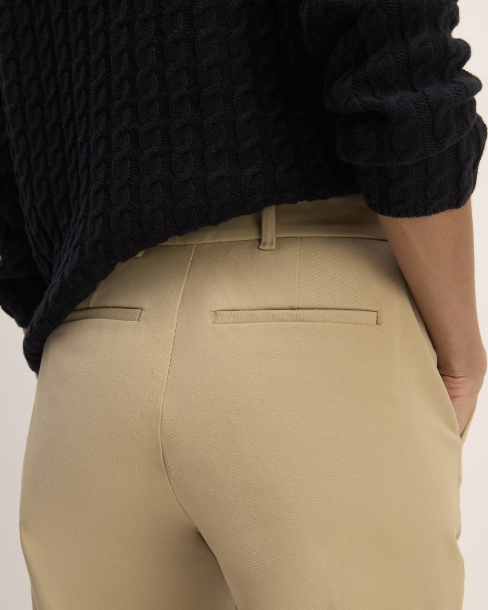 The Bi-Stretch Flare Pant in Cornstalk — detail view