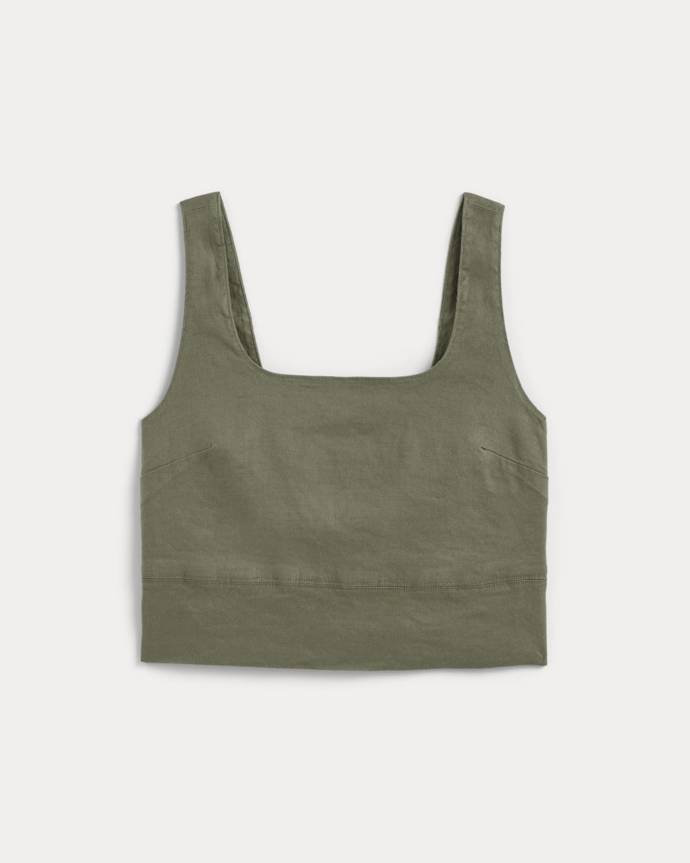 The Square Tank in Stretch Linen in Lichen Green — alternate view