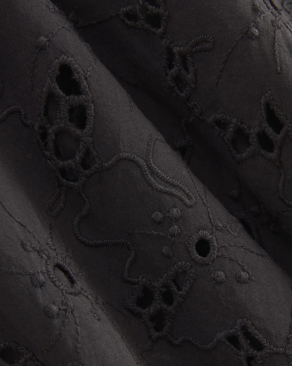 The Eyelet Camp Shirt in Black — detail view