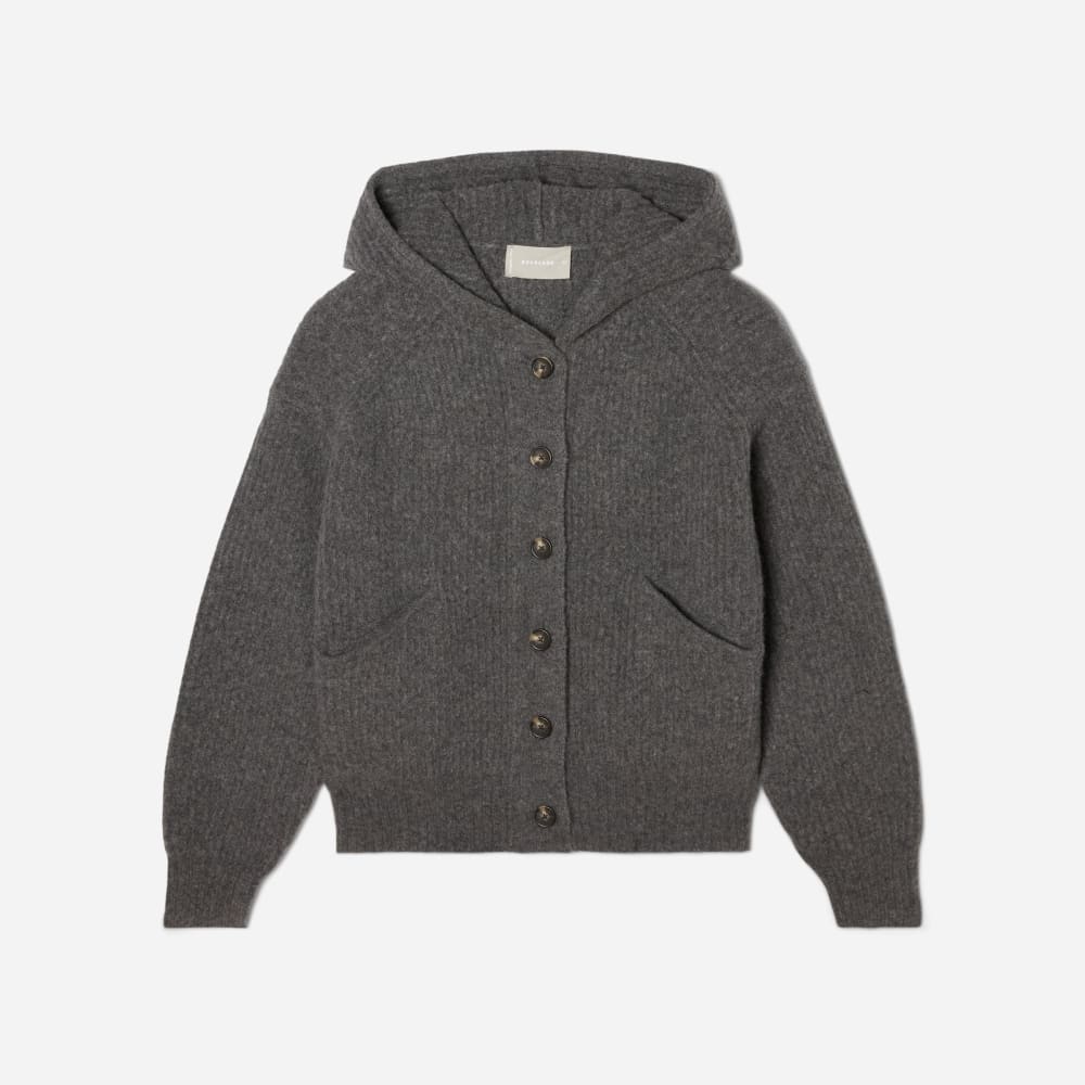 The Cozy-Stretch Hooded Cardigan in Heathered Charcoal — alternate view
