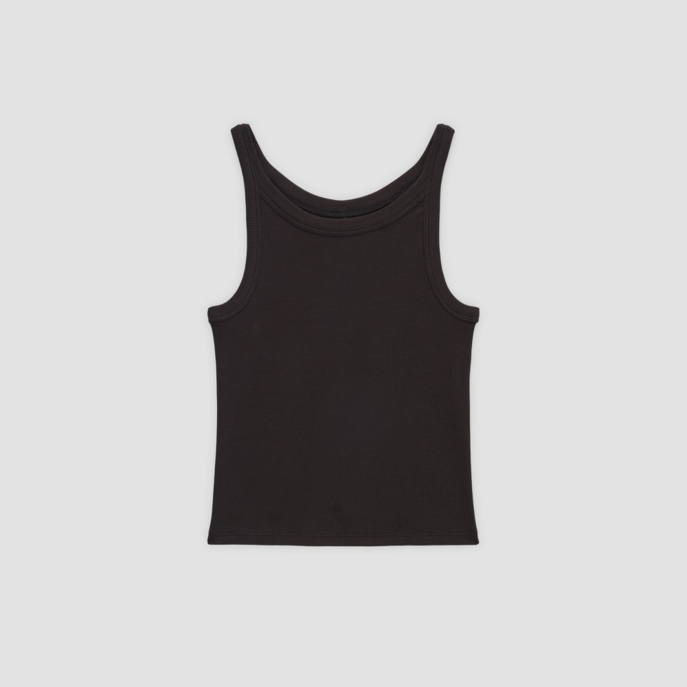 The Supima® Micro-Rib Cropped Tank in Black — alternate view