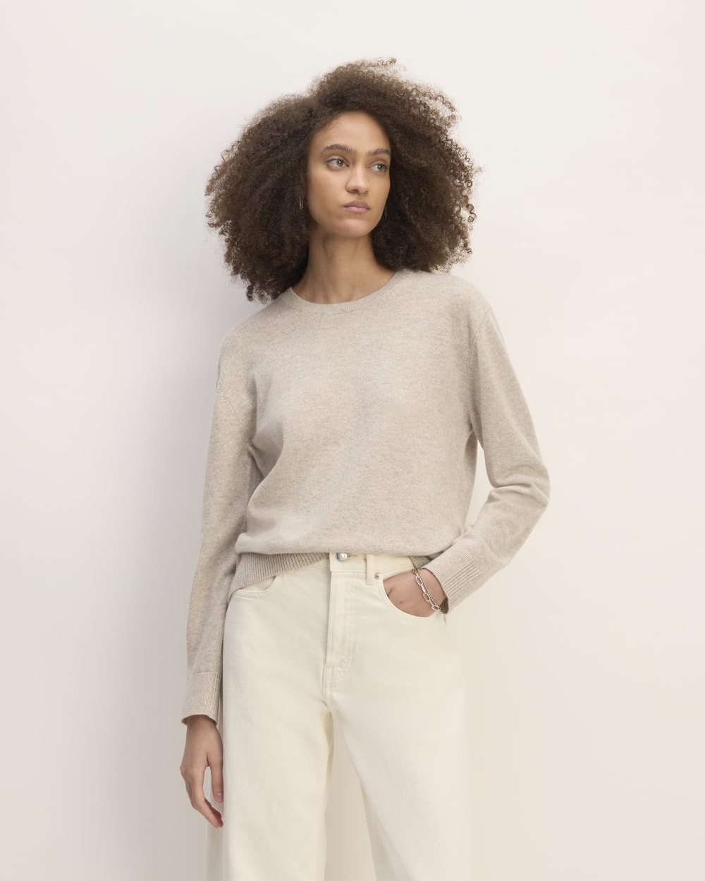 The Classic Crew in Cashmere in Canvas — front view