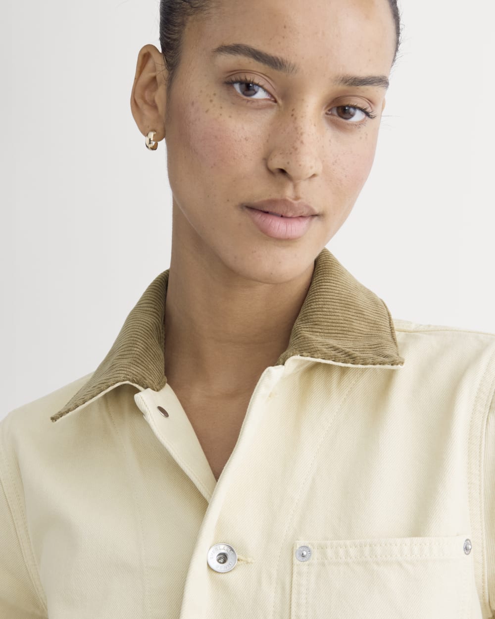 The Ranch Jacket in Garment-Dyed White / Cream — detail view