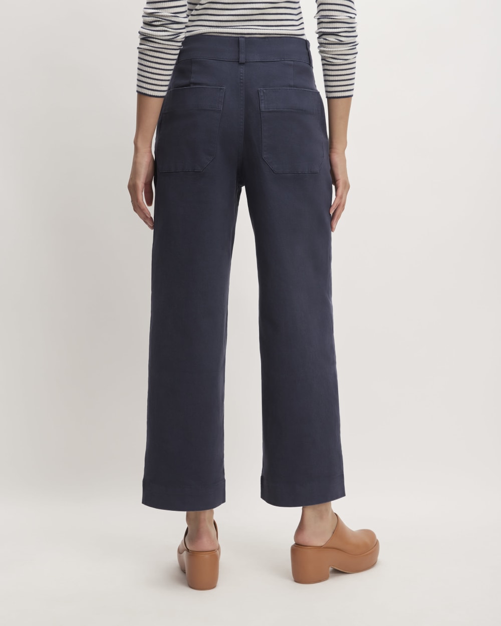 The Organic Wide-Leg Pant in Navy — detail view