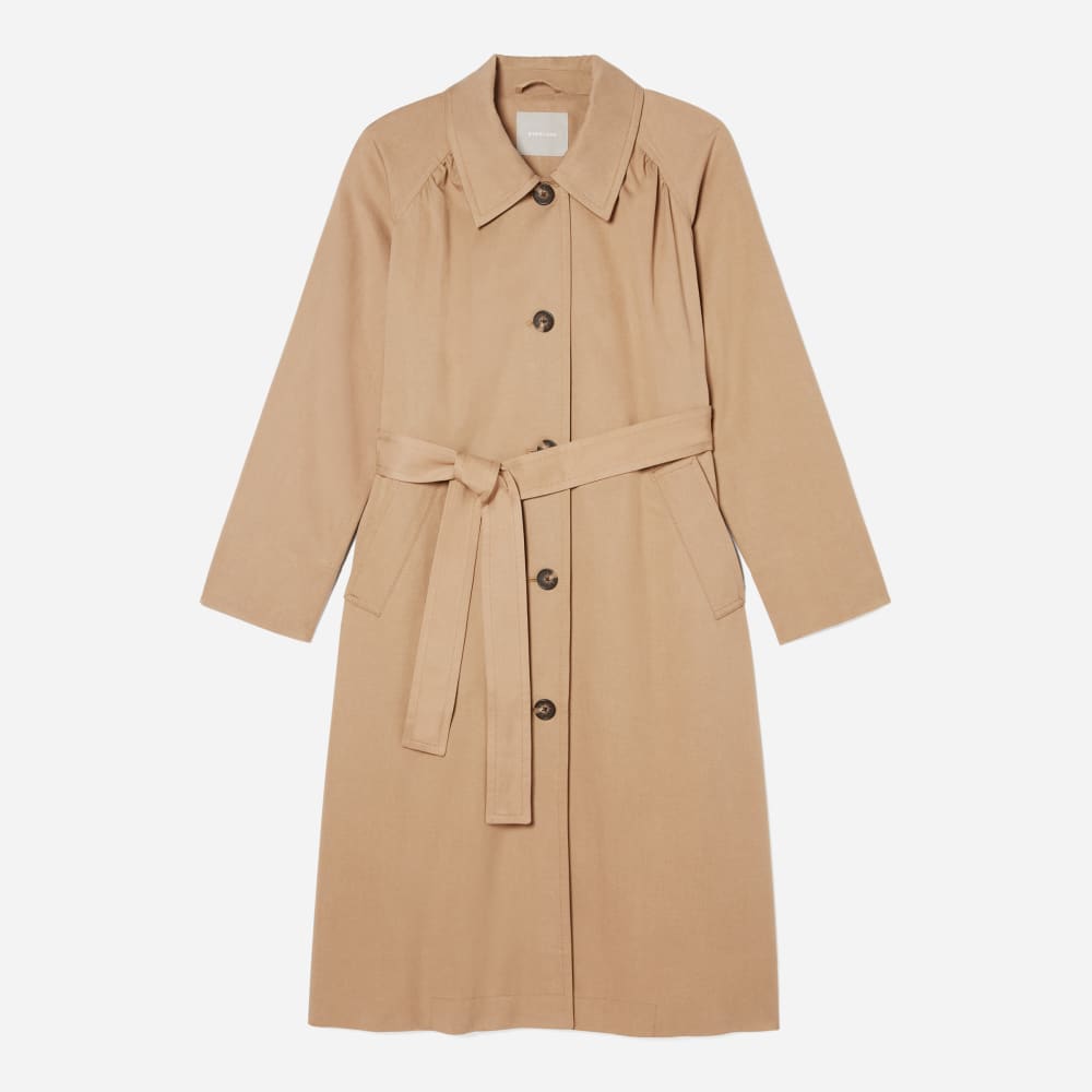 The Gathered Drape Trench in Ash Brown — alternate view