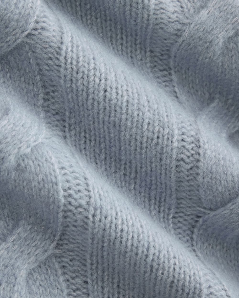 Cloud Cable V-Neck Sweater in Forever Blue — detail view