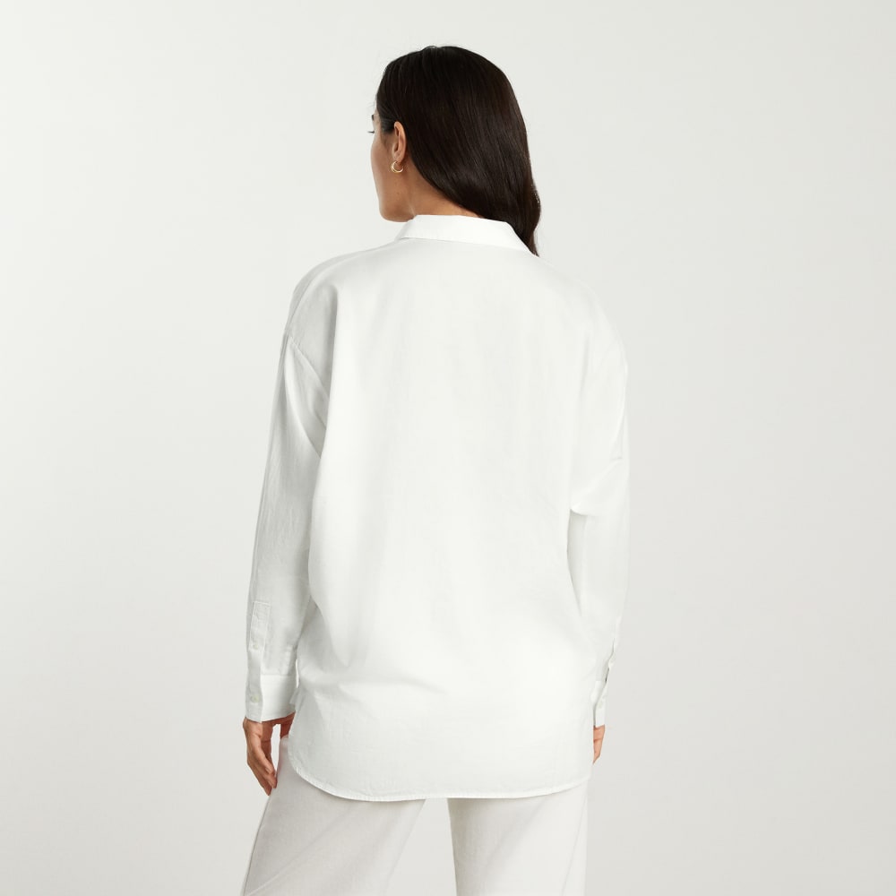 The Oversized Silky Cotton Shirt in White — detail view