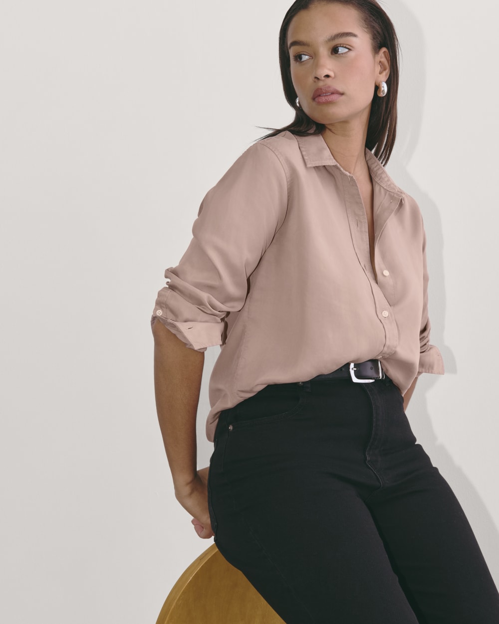 The Must-Have Shirt in Butterlite in Dusty Rose — detail view