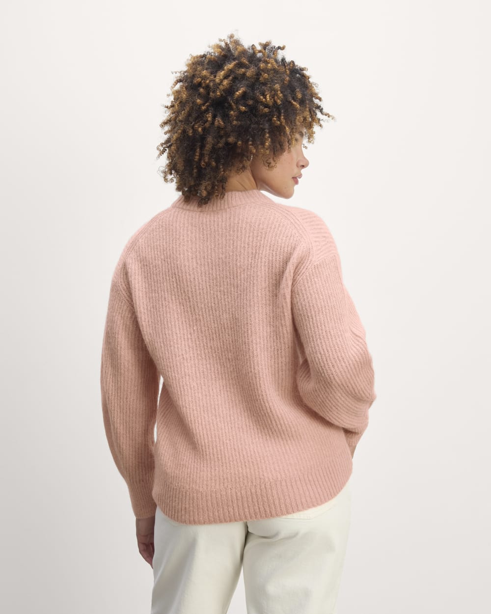 The Cocoon Crew in Alpaca in Blush Pink — detail view