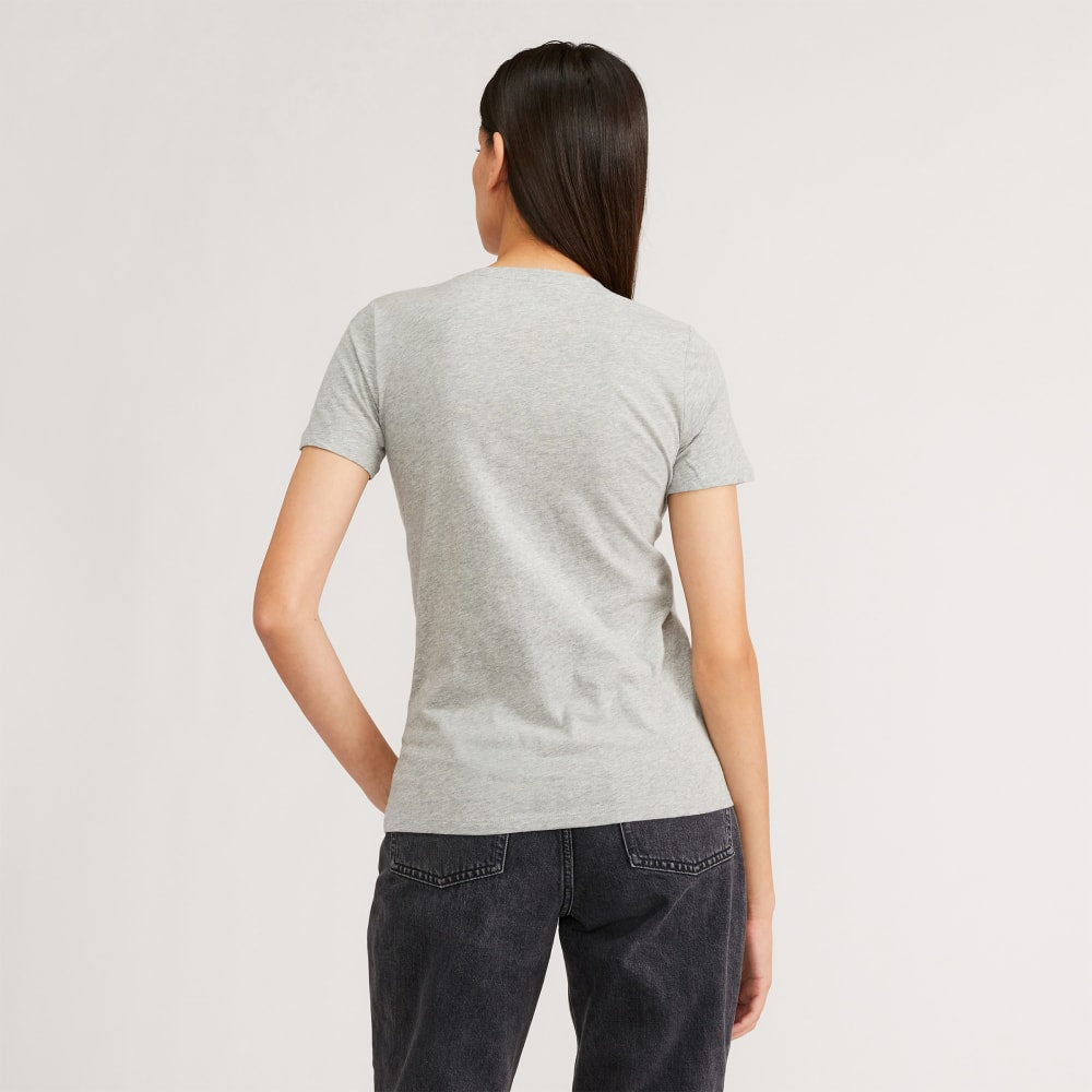 The Organic Cotton V-Neck in Heathered Grey — detail view
