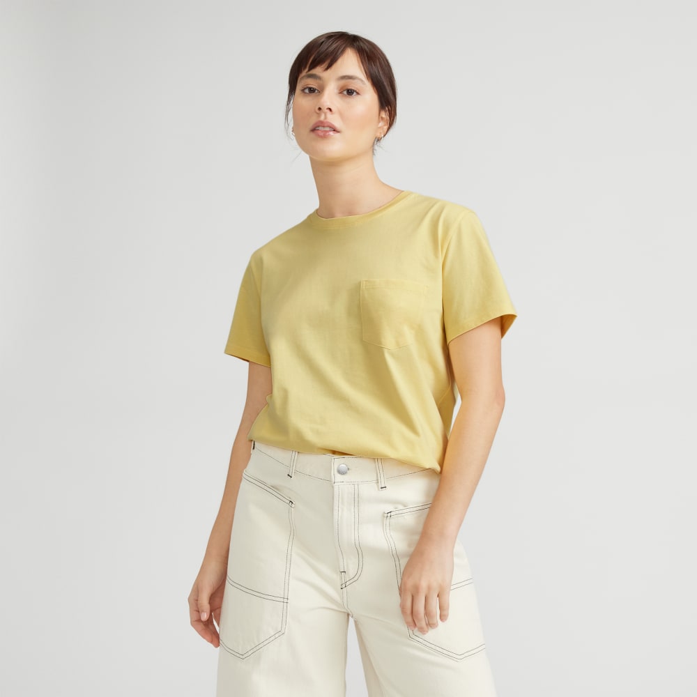 The Box-Cut Tee in Essential Cotton in Pale Yellow — front view