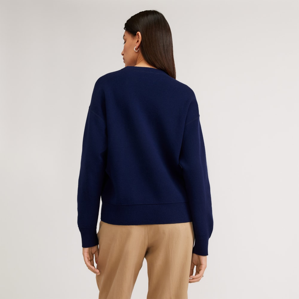 The Cotton-Merino Sweatshirt in Bright Navy — detail view
